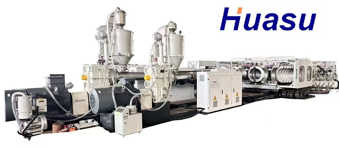 HDPE PP Double Wall Corrugated Pipe Production Line Single Extruder For Sewage