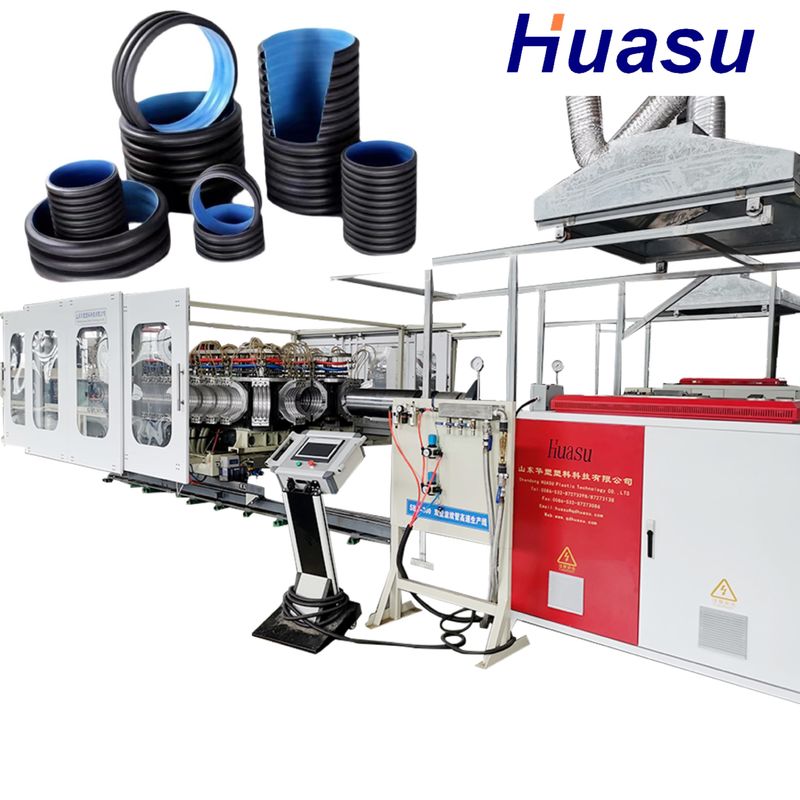 シングルスクリュー設計 温度コントローラーとセンサー付きのダブルウォール波紋パイプエクストルーションライン