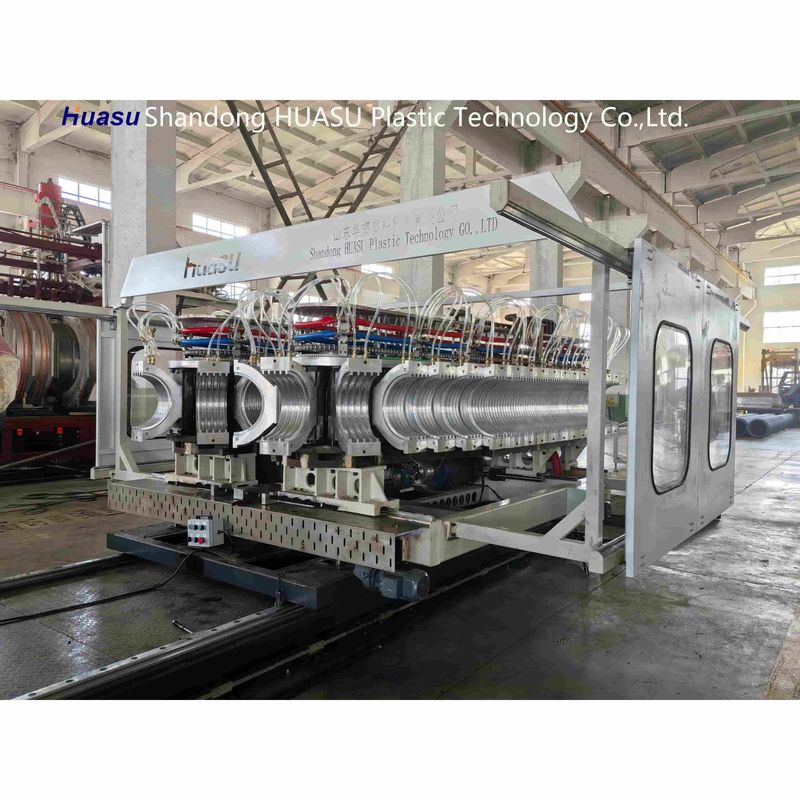 オンラインベル付き高速単軸押出機二重壁コルゲート管製造ライン、シーメンスPLCシステム