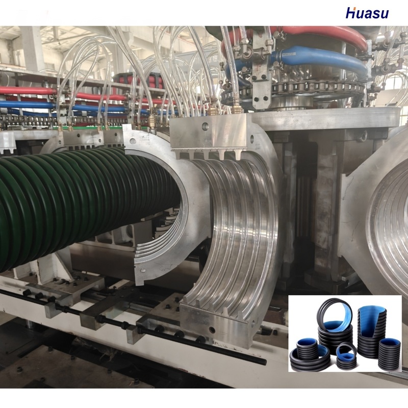 Double Wall Corrugated Pipe Extrusion Line with HDPE PVC Model 6m or Customized Pipe Length and Water Cooling