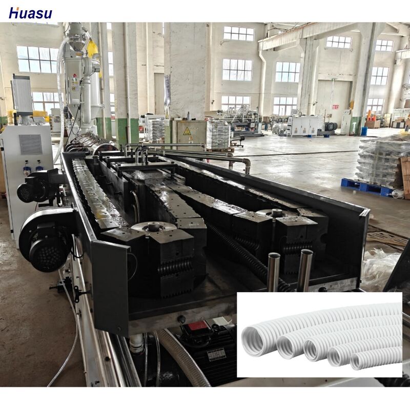 自動波形パイプ生産ライン、1年保証付き、パイプ押出プロセスと長期耐久性を提供