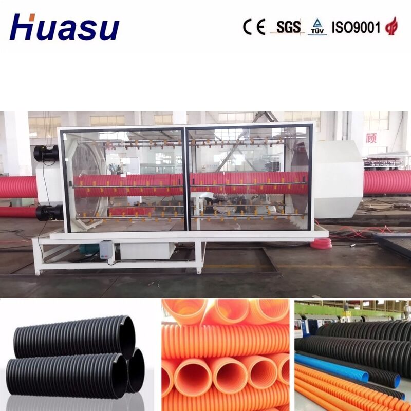 PLC Controlled Double Wall Corrugated Pipe Extrusion Line with 100-3000kg/h Output and 32-1600mm Pipe Diameter