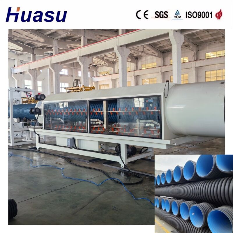 High Productivity Double Wall Corrugated Pipe Extrusion Line for HDPE/PE/PP/PVC/MPP with 32-1600mm Pipe Diameter