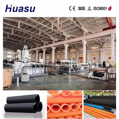 Single Wall Corrugated Pipe Extrusion Line for Pipe Diameter Range 32mm 1600mm Controlled by PLC and Remote Control