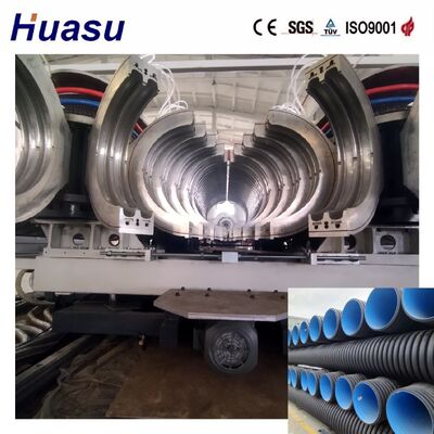 Double Wall Corrugated Pipe Extrusion Line with Belling-on-line Expansion Mode PLC Control for 32-1600mm Diameter Pipes